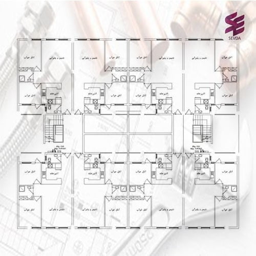 نقشه اتوکد تاسیسات مکانیکی ساختمان 3 طبقه 8 واحدی