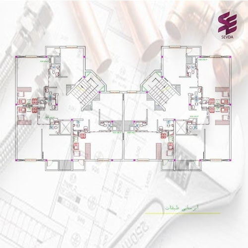 نقشه اتوکد تاسیسات مکانیکی ساختمان 4 طبقه تیپ 1